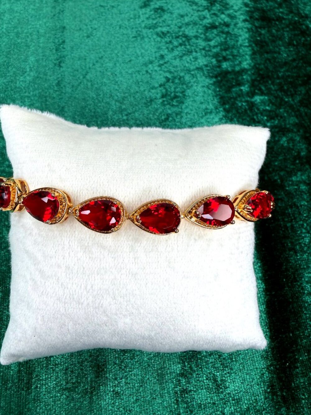 14 Karat Yellow Gold Plated Simulated Ruby Bracelet